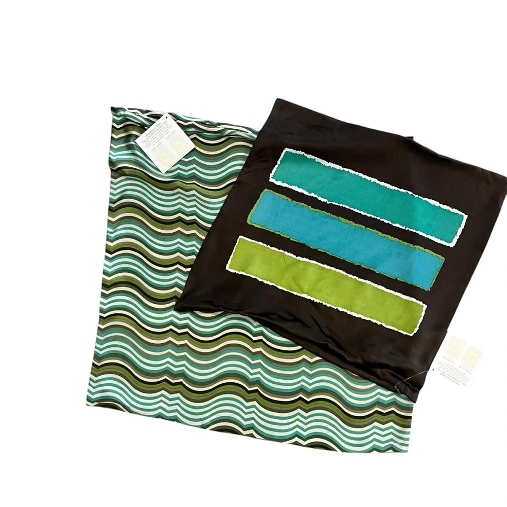 NEW West Elm Silk Satin MCM Style Pillow Covers Set Of Two